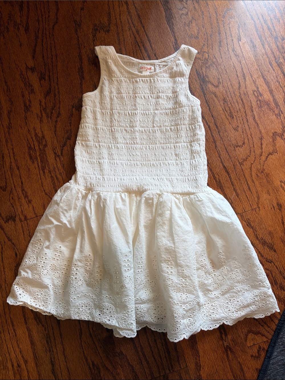 Cat & Jack Cream Eyelet Drop-Waist Dress for Girls